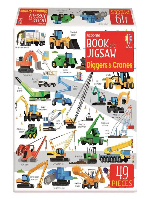 Usborne Book and Jigsaw Diggers and Cranes